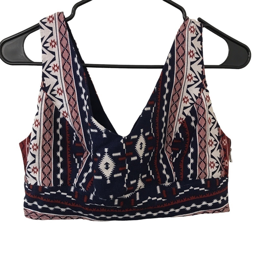 3/$15 Forever 21 boho dark blue and red sleeveless crop top